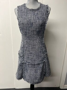 Banana Republic Navy and Gray Tweed Sleeveless Sheath Dress